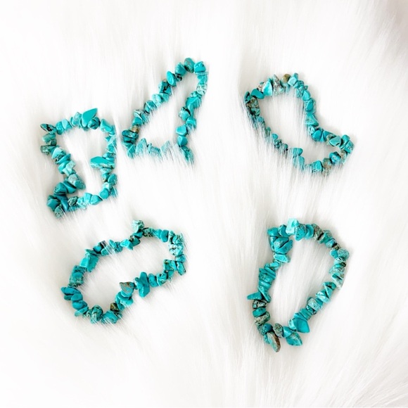 One Turquoise Stretch Bracelet Handmade Southwest Boho Style New Blue - Picture 4 of 5